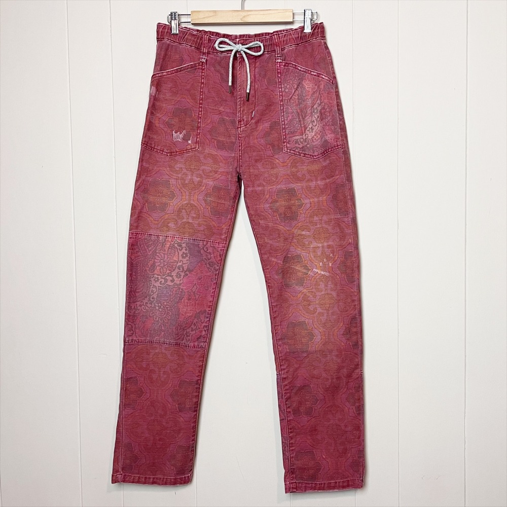 Anthropologie Wine Red Drawstring Utility Pants - Picture 2 of 9